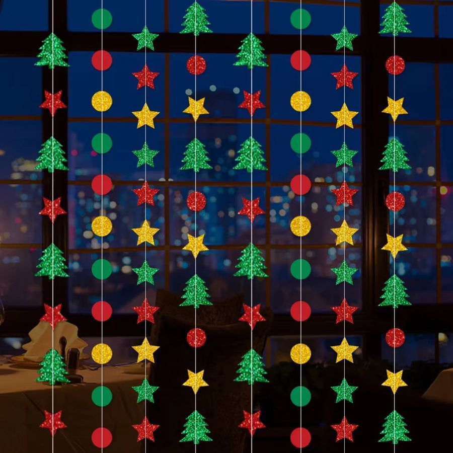 Runto Weihnachtsstern Papierbanner mit Weihnachtsbaummuster in Multicolor als Weihnachtsdekoration - Bild 2