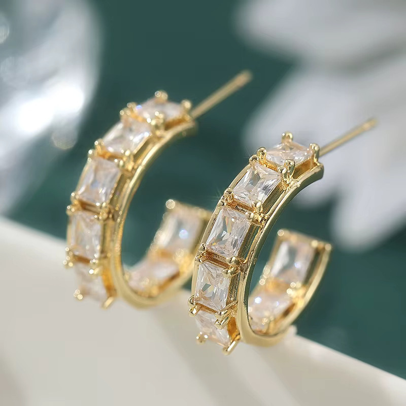 YoYo Ohrringe, C-förmig, Gold, Zirkonia, Damen - Bild 2