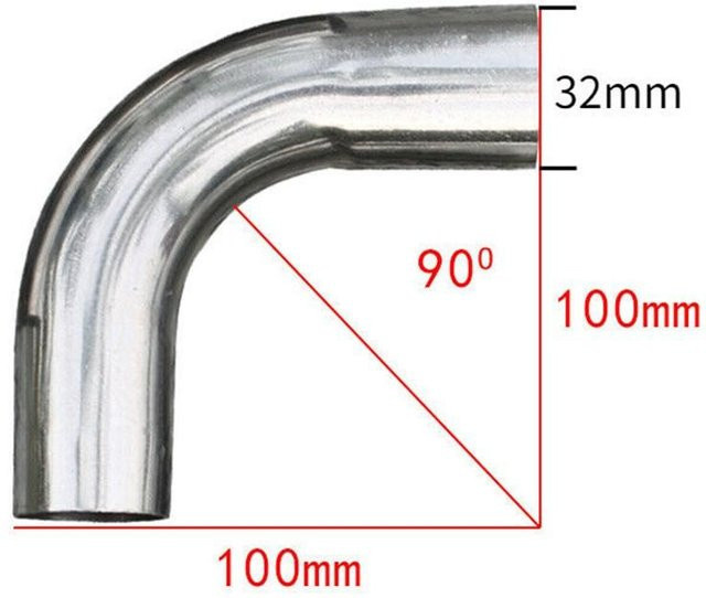 Zone is Home Dornbogen Winkel 90 Grad aus Edelstahl in Silber für DIY Rohr 32mm - Bild 1