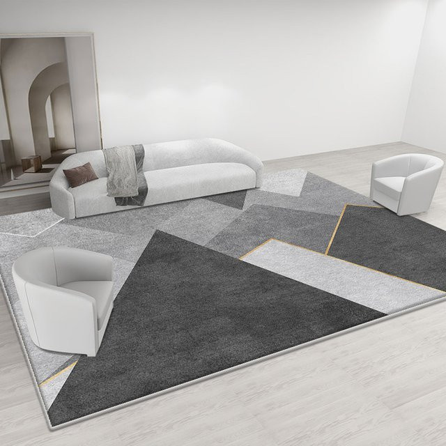 VIKAMA Minimalistischer Kristall-Samt-Teppich in Grau, rutschfest und wasserabsorbierend für dein Wohnzimmer, B/T: 150 x 100 cm - Bild 1