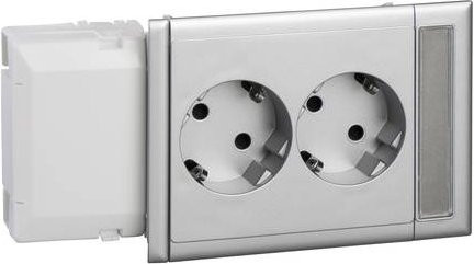 Schneider Electric 5940023 Einbaudose mit 2-fach Steckdose in Weiß und Silber - Bild 1