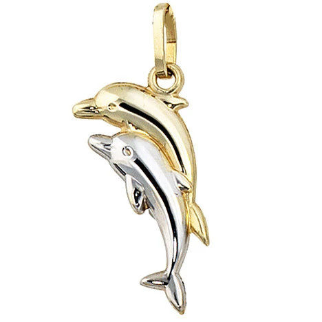 Colkid Kinder Anhänger Delfin, 333 Gold bicolor - Bild 1