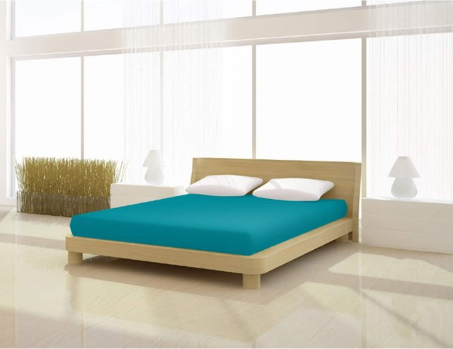 Mr. Sandman Topper Spannbetttuch de luxe in Türkis mit Elastan, B/T: 160 x 200 cm - Bild 1