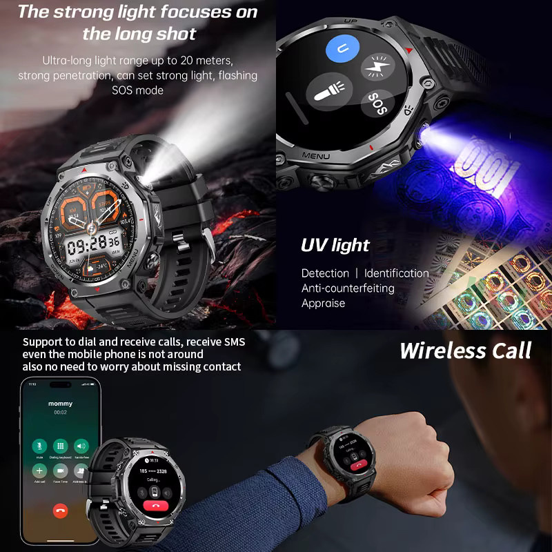 LIGE Smartwatch, Herren, Schwarz, Silikon, 5 ATM, Bluetooth - Bild 2