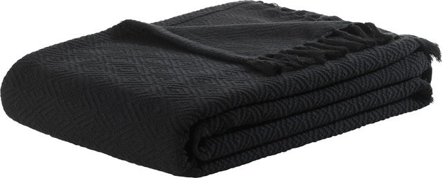 Modern Living Tagesdecke Frieda aus Baumwolle in Beige und Schwarz mit geometrischem Jacquard-Muster, B/B: 130 x 180 cm - Bild 1