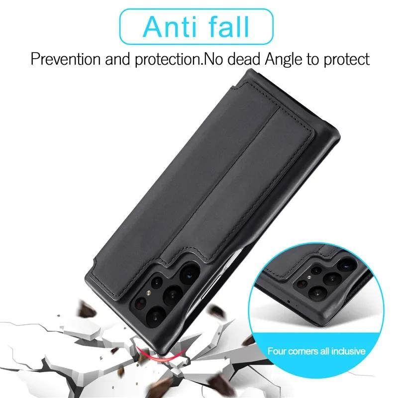 Leder Handyhülle mit Kartenfach und Ständer für Samsung Galaxy S26 S25 S24 S23 S22 S21 S20 Ultra Plus FE in Schwarz - Bild 2