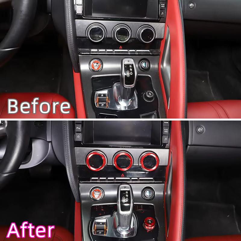 Suetlcoity Aluminium Legierung Klimaanlage Schalter Ring Abdeckung für Jaguar F-TYPE 2013-2025 in Rot - Bild 2