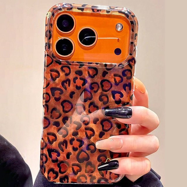 Wolkerfly Handyhülle mit Leopardenmuster und Pailletten für iPhone 11 bis iPhone 17 Pro Max, stoßfeste Rückabdeckung, Multicolor - Bild 1