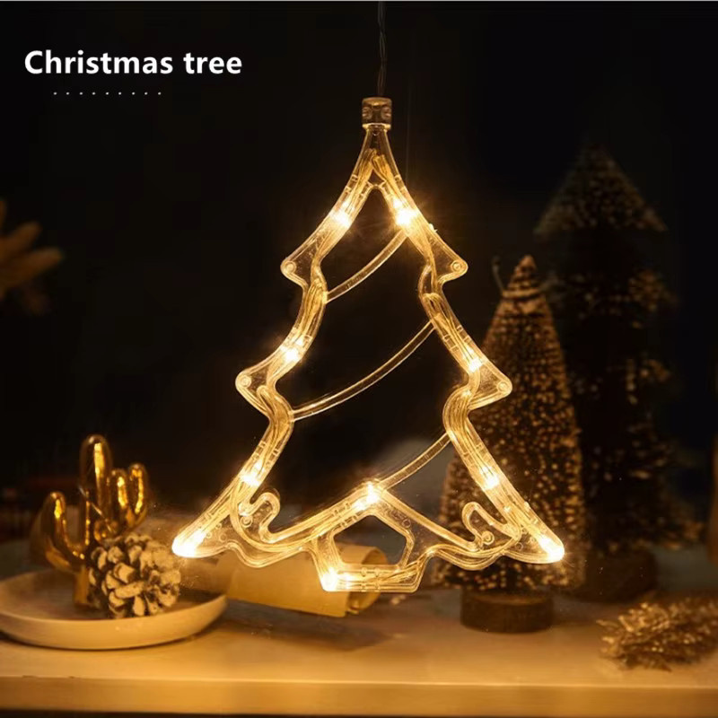 Weihnachtsbeleuchtung mit Saugnapf in Rentier- und Glockenform, warmweißes Licht für deine Weihnachtsdekoration - Bild 2