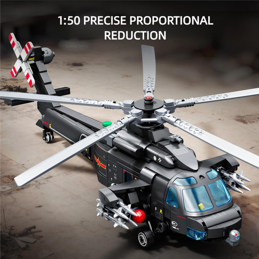 SEMBO BLOCK Z-20T Hubschrauber Militärjäger Bausteine Armee Flugzeug - Bild 4