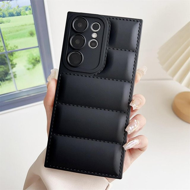 Luxus Soft-Touch Daunenjacke Schutzhülle für Samsung Galaxy S25 S24 S23 S22 S21 Plus Ultra FE Note20 A35 A55 A15 A05 A50 A54 5G in Grau - Bild 1