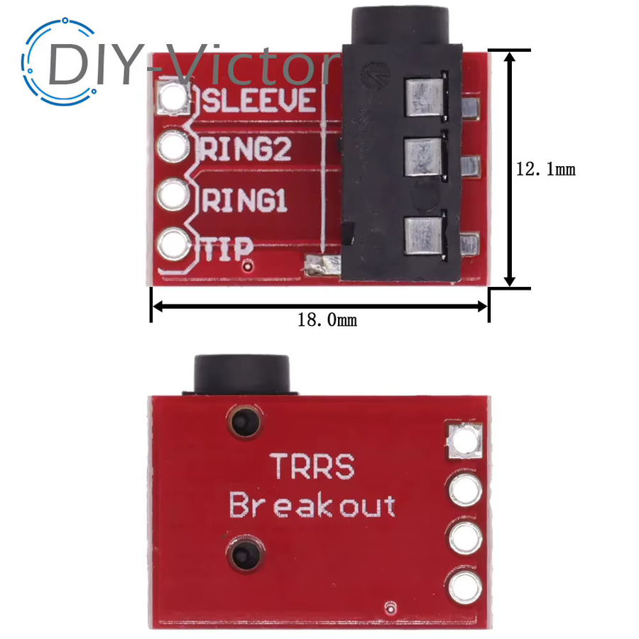 3,5-mm-Stereo-TRRS-Audio-Buchse Breakout-Platine als Verlängerungsmodul in Rot - Bild 3