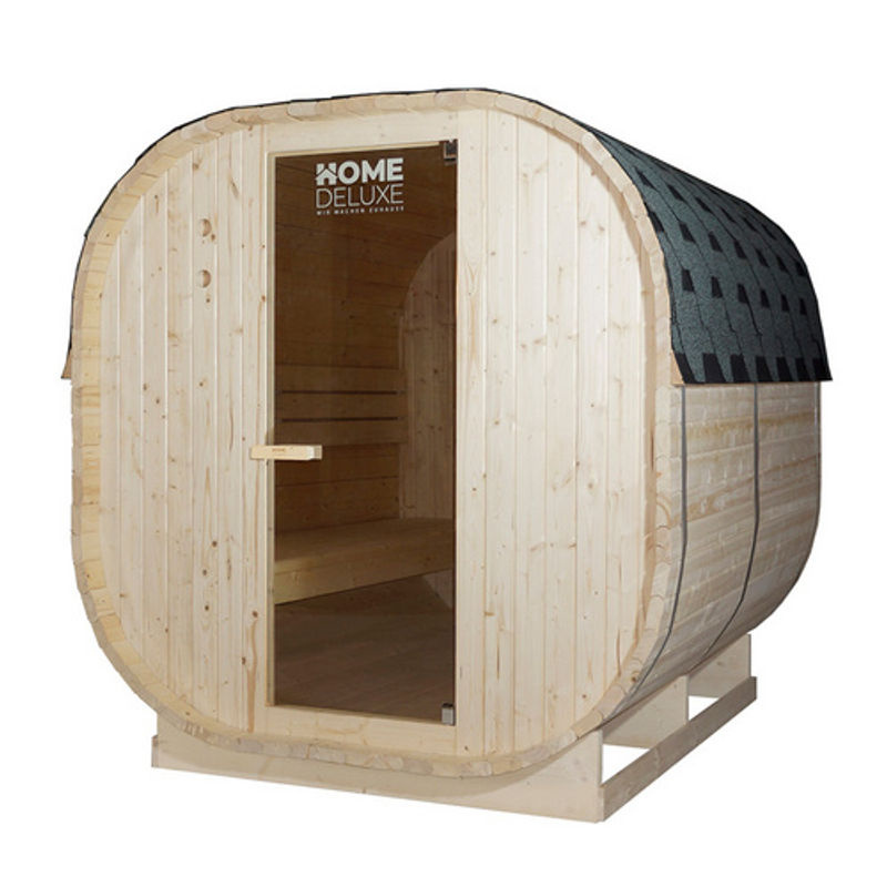 Home Deluxe Fasssauna CUBE XL Outdoor Sauna aus Fichtenholz in Holzfarben und Beige, B/H: 184,2 x 193,8 cm - Bild 6