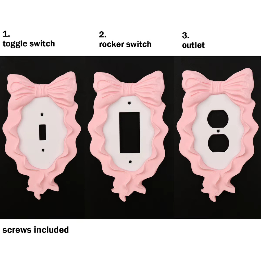 Dekorative Schalter- und Steckdosendeckelplatte in Schleifenform für die Wanddekoration, Farbe Pink - Bild 2