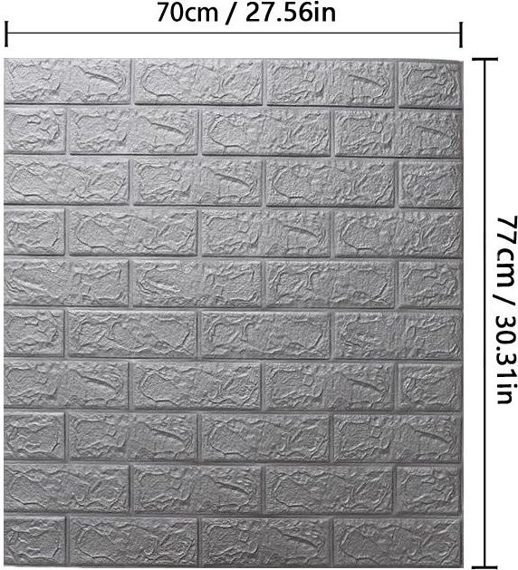 Selbstklebende 3D Wandsticker aus Schaumstoff in Silber, Wasserdichte und weiche Dekorationstapete mit Fliesenoptik, B x H: 70 x 77 cm - Bild 1