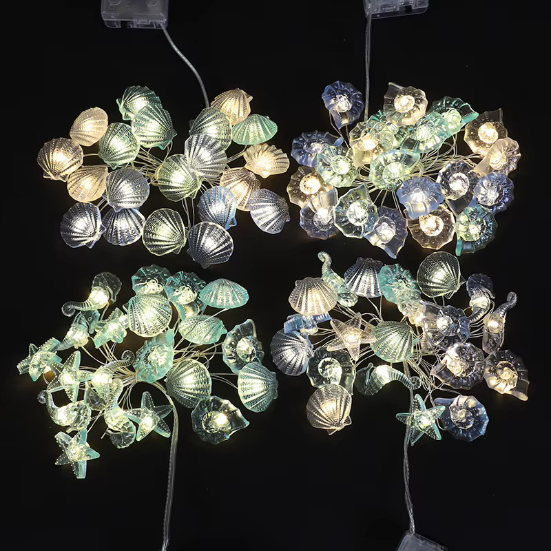 ZQCXLD LED Lichterkette mit Ozean-Motiv Muschel und Seestern für Party und Hochzeit, Länge: 2 m, 20 LEDs - Bild 3