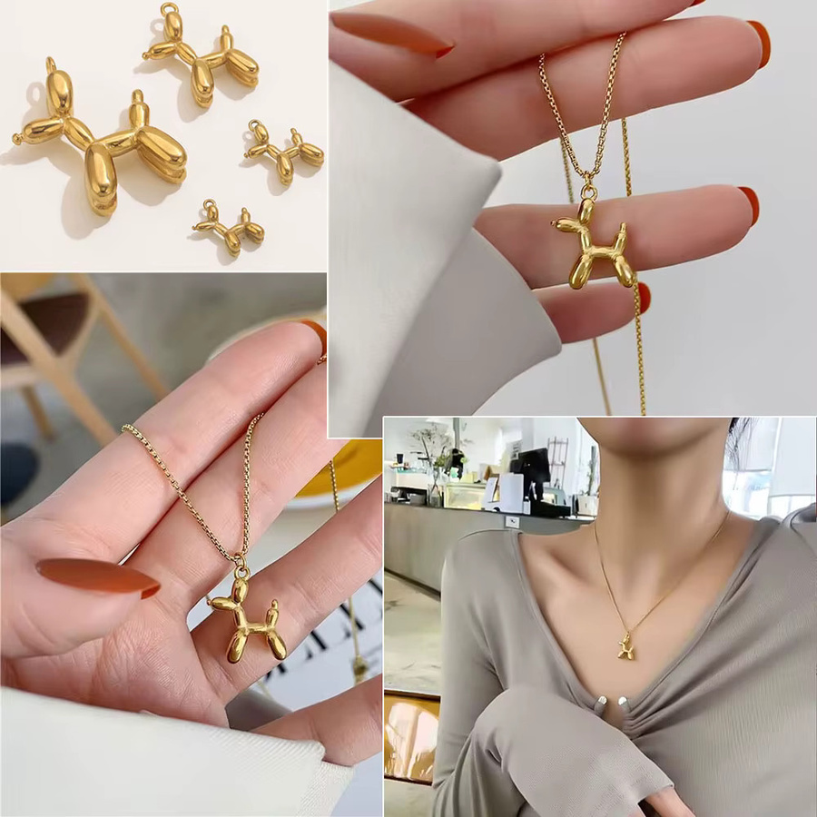 Elomia Charms Cartoon Hund, Edelstahl, Gold, Damen - Bild 2