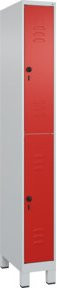 C+P Doppelstock-Spind Classic PLUS mit Füßen, 1 Abteil, Grau/Rot, H: 195 cm, B: 25 cm, T: 50 cm - Bild 1