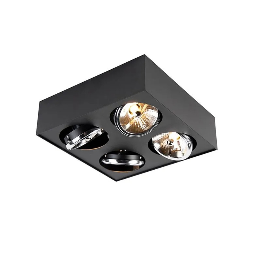 QAZQA Design Spot Kaya Quadratisch Schwarz 4-flammig mit G9 Fassung - Bild 2