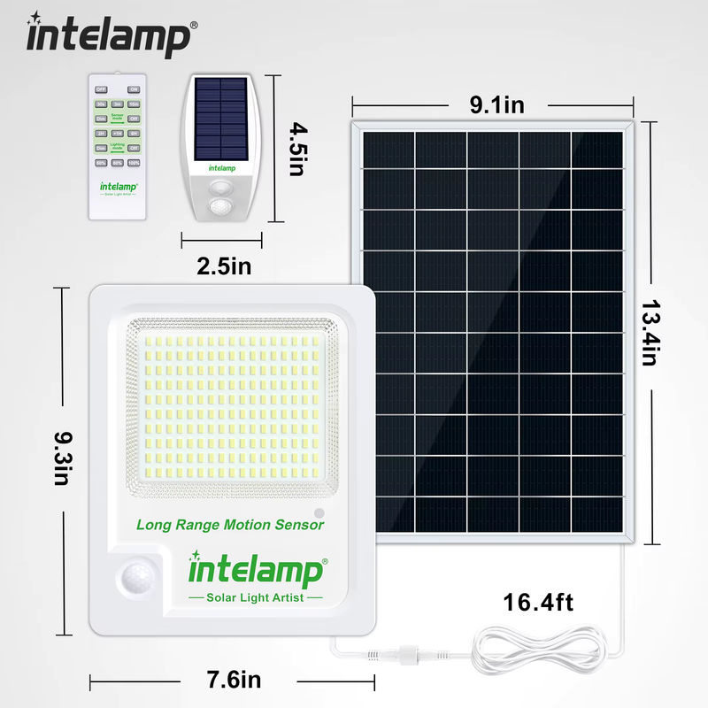 Intelamp Solar Außenleuchte mit Bewegungssensor und Fernbedienung, Weiß, Wandstrahler für Garten und Veranda - Bild 5