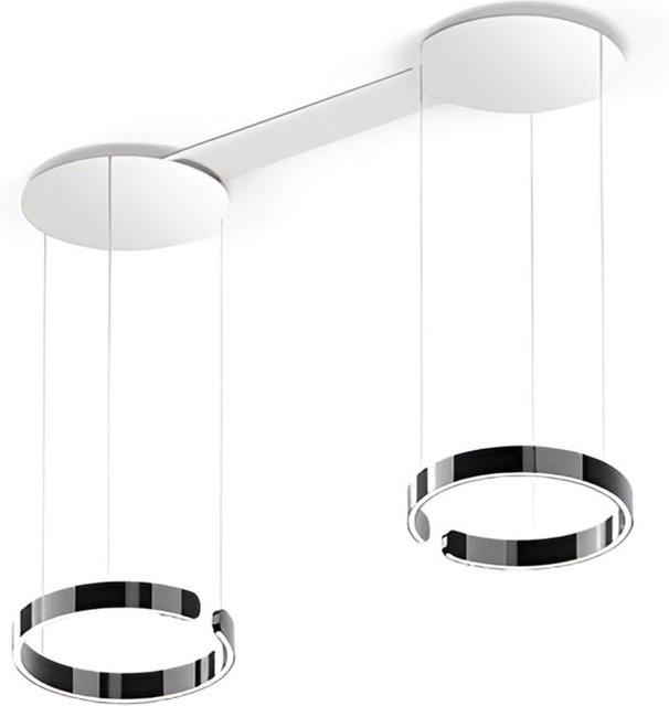 Occhio Mito sospeso due LED-Pendelleuchte in Weiß matt mit Dark Chrome Ausführung, variabel höhenverstellbar von 50-200 cm, mit Occhio air Modul und x-tra warm LED (2200K - 3500K) - Bild 1
