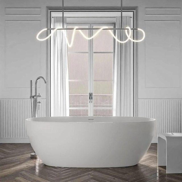 Freistehende Badewanne Bernstein aus Acryl in Weiß Matt, B/T: 180 x 80 cm - Bild 1