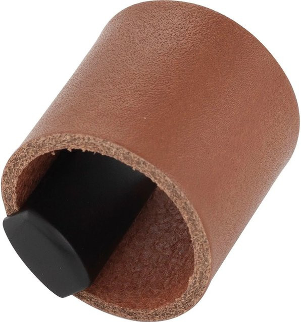 Furnipart Möbelknopf Drum La aus Leder und Zink in Cognac und Schwarz Matt, Breite: 32 mm, Tiefe: 40 mm - Bild 1