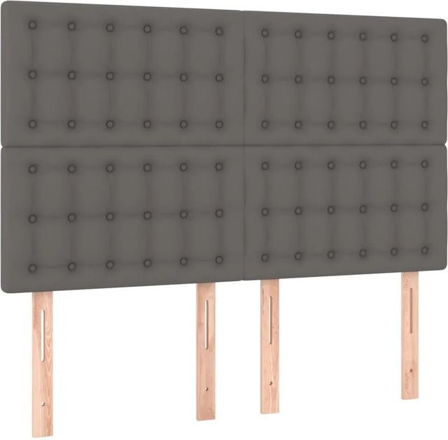 vidaXL LED Kopfteil in Grau aus Kunstleder mit USB-Ladeport und integrierter Beleuchtung, B: 144 cm, T: 5 cm, H: 118 bis 128 cm - Bild 1