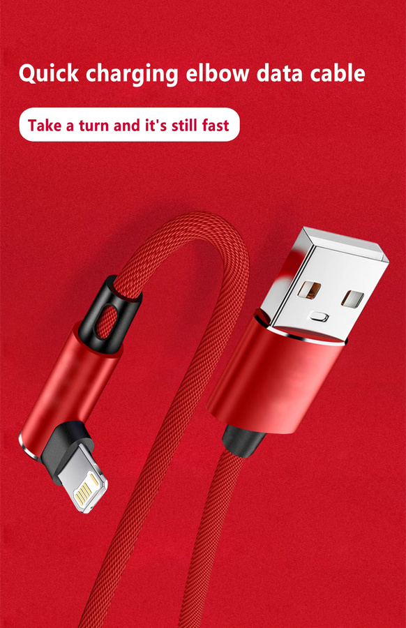 90-Grad USB-C auf Lightning Schnellladekabel für iPhone in Schwarz, 2m oder 3m Länge - Bild 2