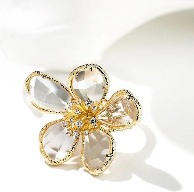 Mango Event Ring, Blume, Kristall, Damen, Gold Farbe - Bild 1