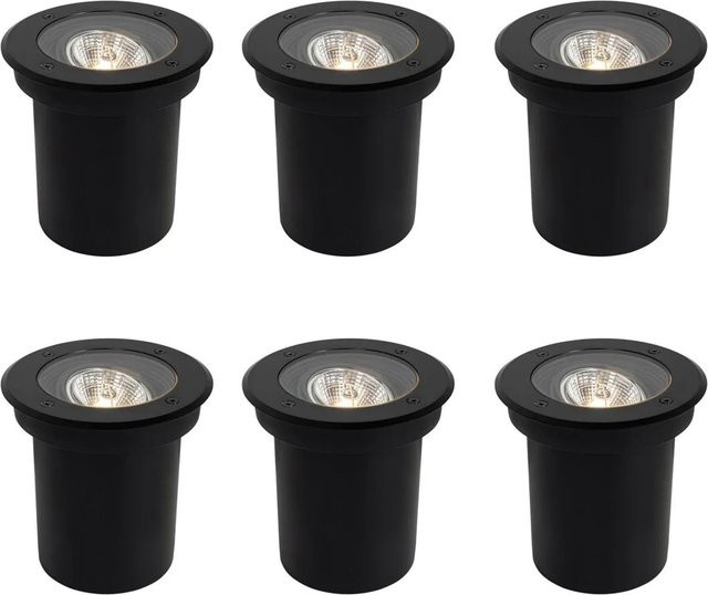 QAZQA Set mit 6 modernen Außen Bodenscheinwerfern in Schwarz, einstellbar, IP65 für Garten und Außenbereich - Bild 1