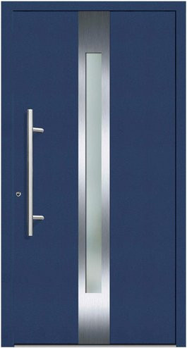KNOCK Flügelüberdeckende Kunststoff-Haustür Terra in Stahlblau mit Glaseinsatz und RC2 Schutz, B: 110 cm, H: 210 cm - Bild 1