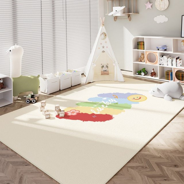 VIKAMA Teppich mit Cartoon-Regenbogen-Motiv in Multicolour, rutschfester und schmutzabweisender Bodenmatten-Teppich für Wohnzimmer, Schlafzimmer und Kinderzimmer - Bild 1