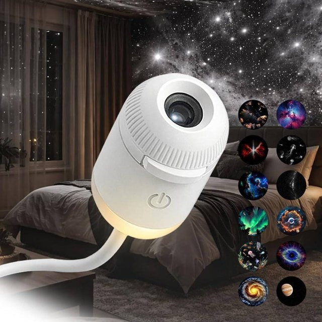 APWIKOGER Galaxy-Projektionslicht in Weiß: LED-Nebel-Deckenleuchte für Sternenhimmel-Ambiente im Schlafzimmer - Bild 1
