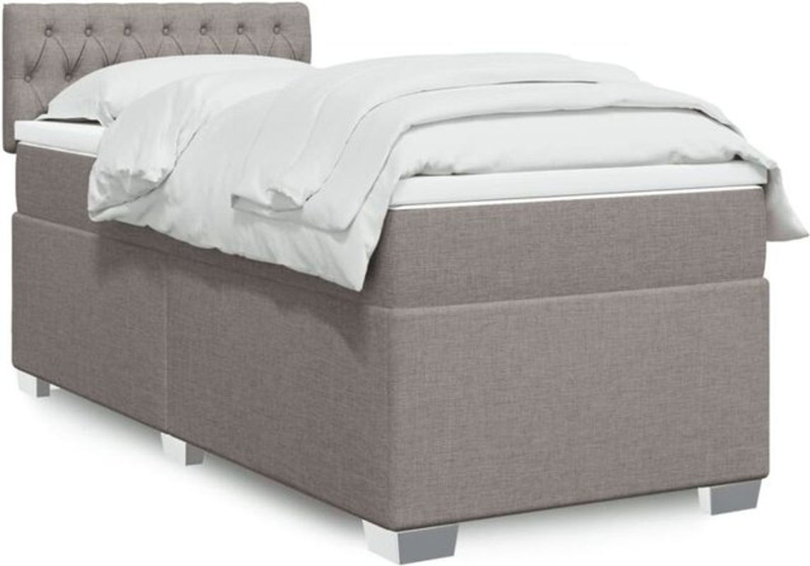 Vidaxl Boxspringbett mit Matratze in Taupe meliert und Weiß aus Stoff und Holzwerkstoff, B/T/H: 80 x 200 x 100,5 cm - Bild 1
