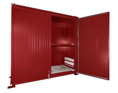 Isolierter Regalcontainer BAUER CEH 29-2 IBC aus Stahl mit Doppelflügeltor, Farbe: Rot, B/T/H: 322,0 x 150,0 x 351,0 cm - Bild 1