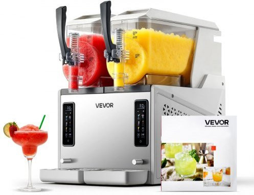VEVOR Slush Maschine mit 2 x 3 L Tanks, Elektrischer Slusheis Eisbereiter 450 W mit Selbstreinigungsfunktion, Transparent - Bild 1