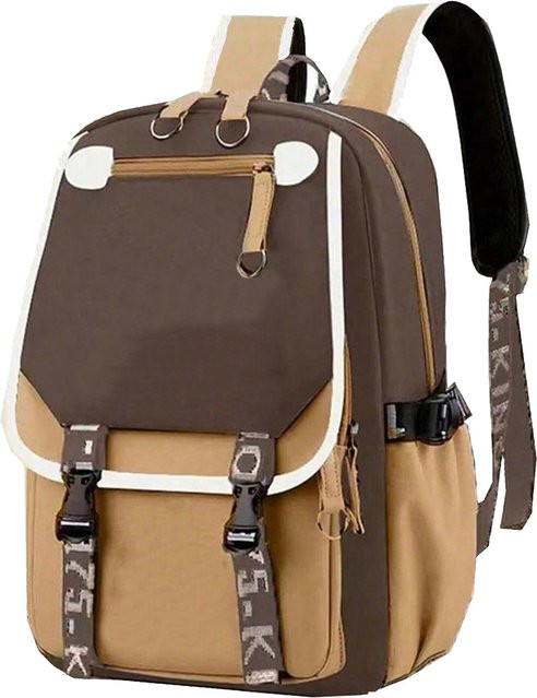 3-teiliges Schulrucksack-Set für Schüler in Braun aus Oxford-Stoff mit Schultasche und Federmäppchen - Bild 1
