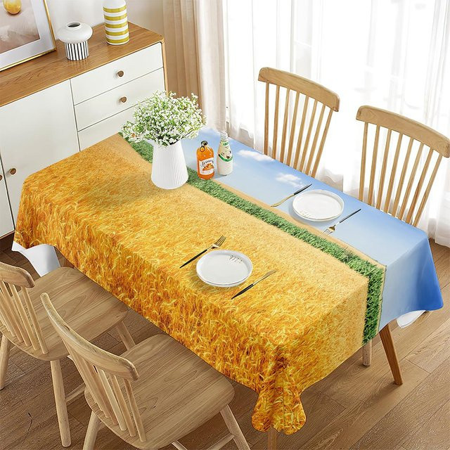 Fancy Style Studio Tischdecke Weizenfeld, Rechteckig, Gelb, B/T: 120 x 60 cm, Wasserabweisend und Pflegeleicht - Bild 1