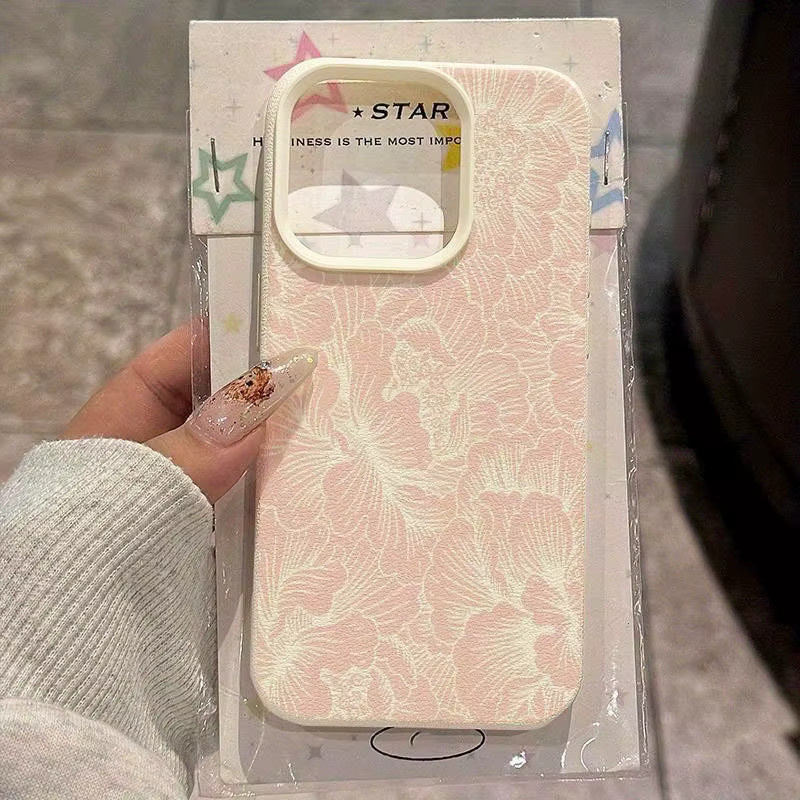 Elegante rosa Handyhülle mit Spitzen-Blumen-Design für dein Apple iPhone (kompatibel mit iPhone 11 bis iPhone 17 Pro Max) - Bild 3
