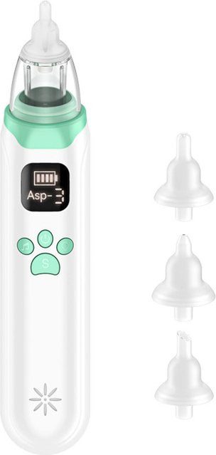 TOMTOP JMS Elektrischer Baby-Nasensauger mit 3 Saugstufen, Hands-free Reiniger für Kleinkinder aus Silikon, Grün - Bild 1