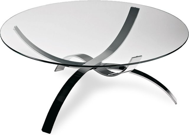Couchtisch 8060 HASSE in Silber und Transparent mit Klarglas, rund, Durchmesser: 45 cm, Höhe: 45 cm - Bild 1