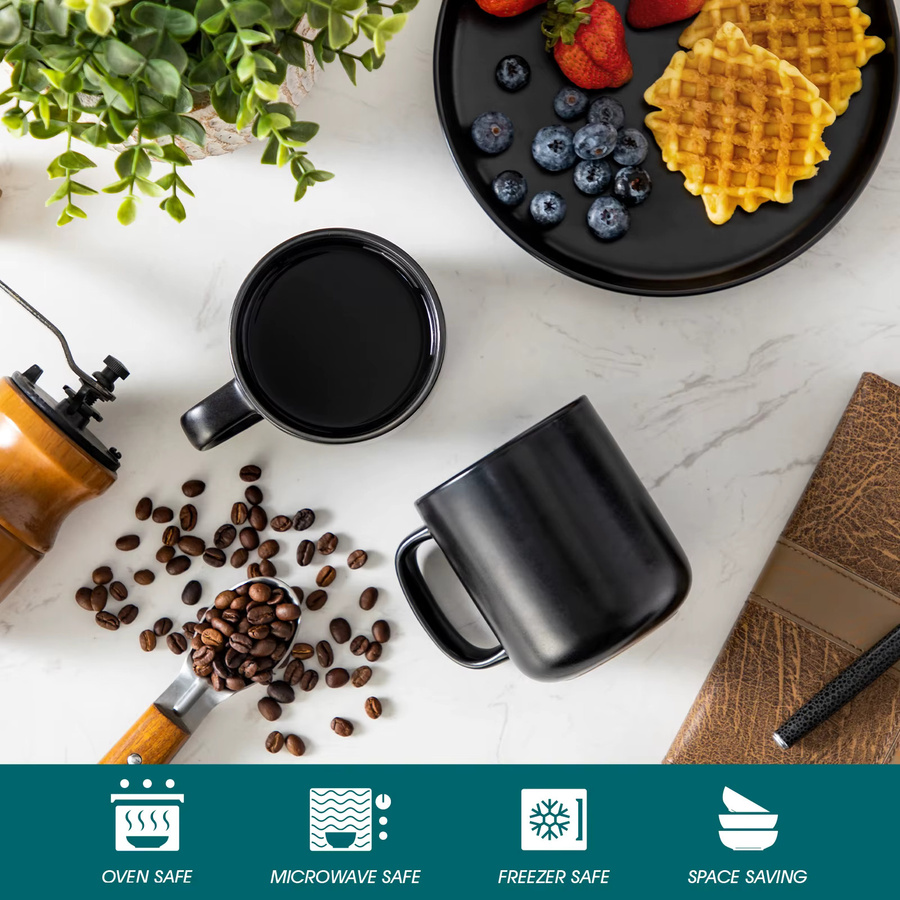 vancasso Playa Kaffeetassen-Set aus Steinzeug, Schwarz, 6-teilig, 460 ml Kaffeebecher mit Henkel - Bild 3