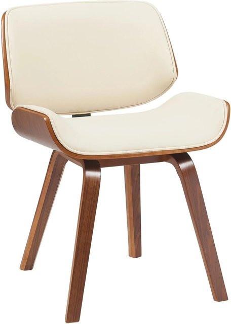 DELUKE Besucherstuhl SEOUL Konferenzstuhl im Retro-Design aus Kunstleder, Farbe Walnuss/creme, B/T/H: 55 x 41 x 80 cm - Bild 1