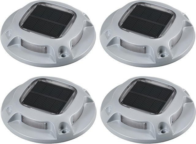 TOMTOP JMS 4er Set Solar Bodenleuchten mit 8 LEDs, IP68 Wasserdicht, Silber, Aluminiumlegierung für Außenbereich und Auffahrt - Bild 1