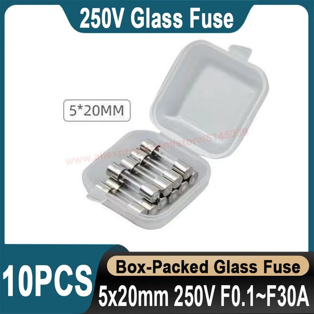 10 Stück Glasrohrsicherungen Fast-Blow transparent, Maße: B: 5 mm, L: 20 mm, 250V - Bild 1