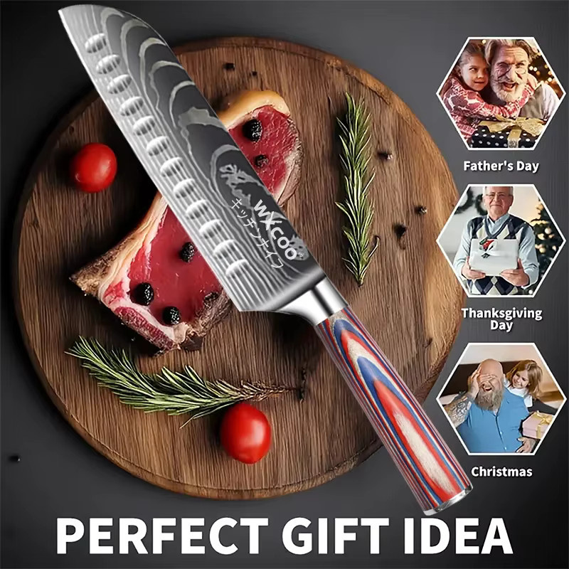 WXCOO Japanisches Profi-Küchenmesser-Set mit Santoku-Messer, Hühnerknochenmesser und Küchenschere - Bild 2