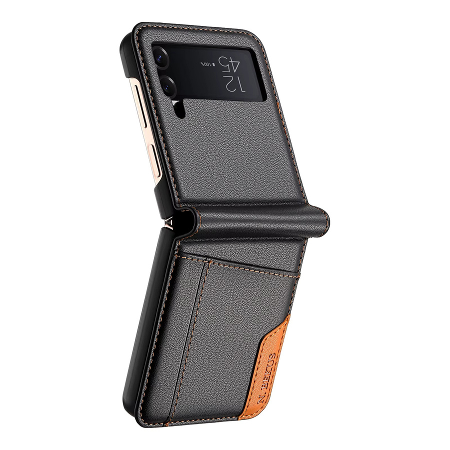 Leder-Brieftaschenhülle mit Kartenfach und doppelter Saumnaht für Samsung Galaxy Z Flip 7 FE, Z Flip 6, Z Flip 5, Z Flip 4 oder Z Flip 3 in Rot - Bild 4