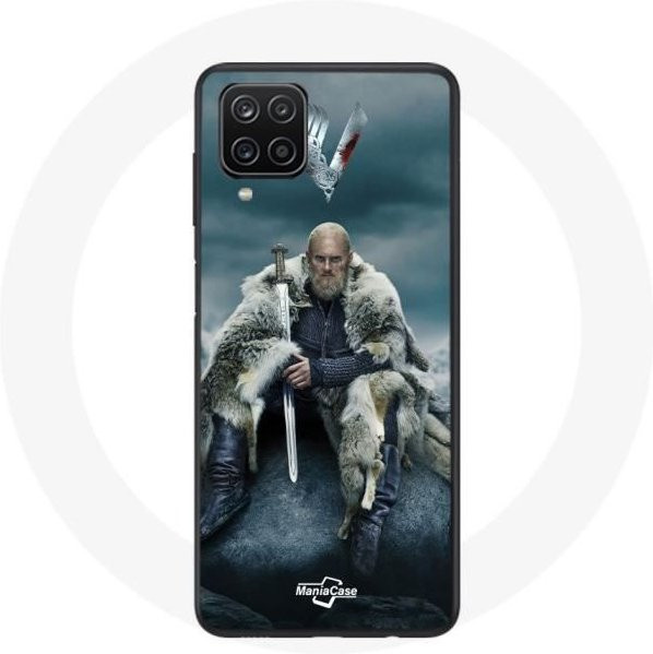Schutzhülle für Samsung Galaxy A12 Vikings Serie Ragnar Lothbrok Logo in Grau - Bild 1