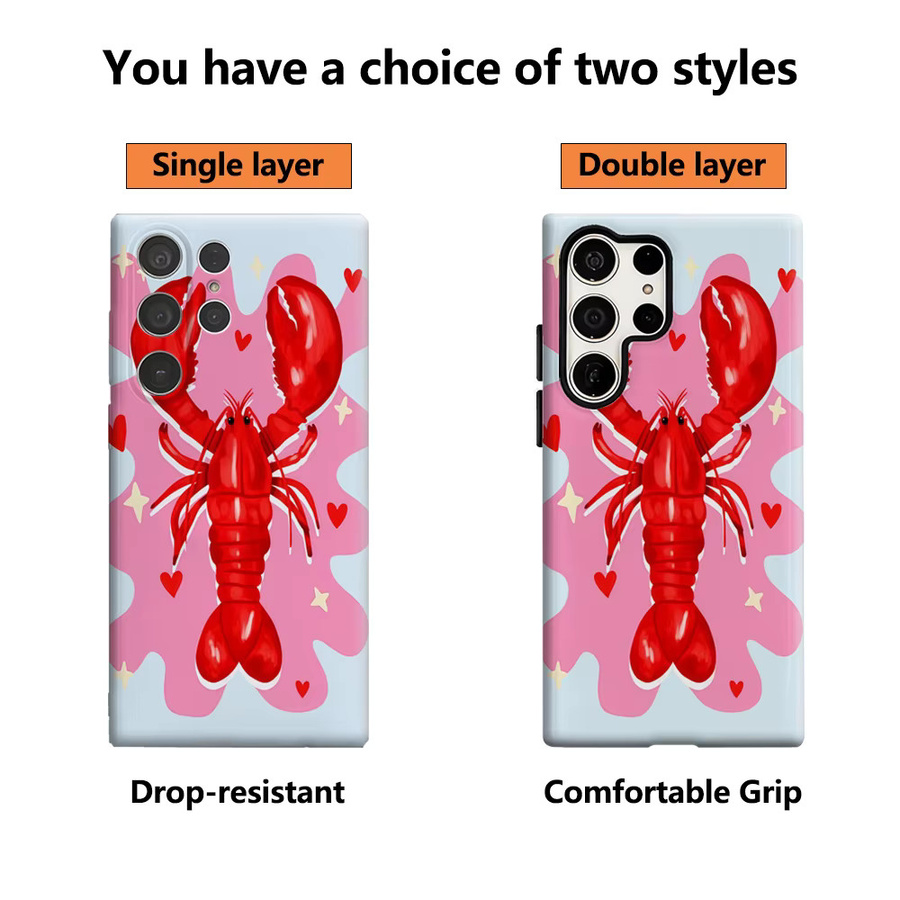 Rote Hummer-Handyhülle mit glänzender doppellagiger Rückseite für Samsung Galaxy S25 Ultra, S24 und S23 Ultra Plus - Bild 2